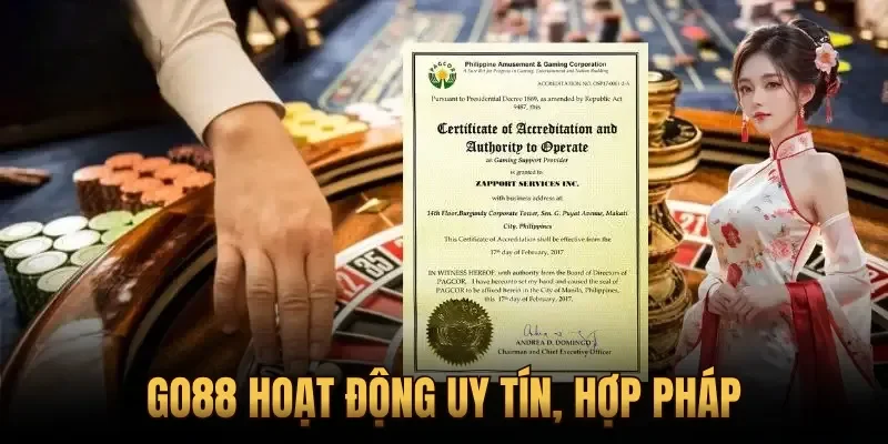 Go88 hoạt động uy tín, hợp pháp